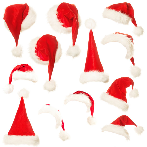 圣诞老人的帽子孤立在白色的背景素材图片