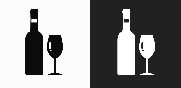 瓶子图标上的黑色和白色矢量背景图片下载