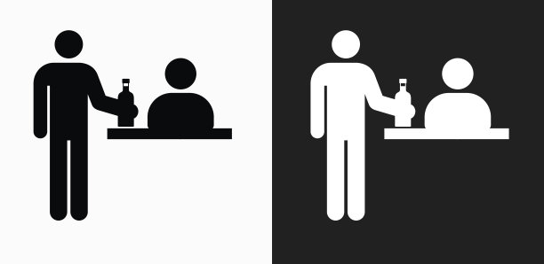 饮用图标上的黑色和白色矢量背景图片下载