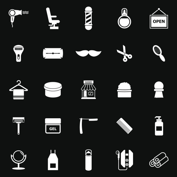 理发师图标上的黑色背景图片下载