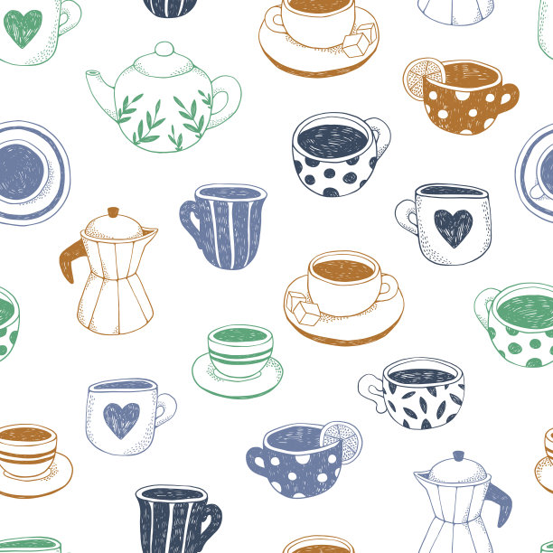 茶和咖啡，图案。图片下载