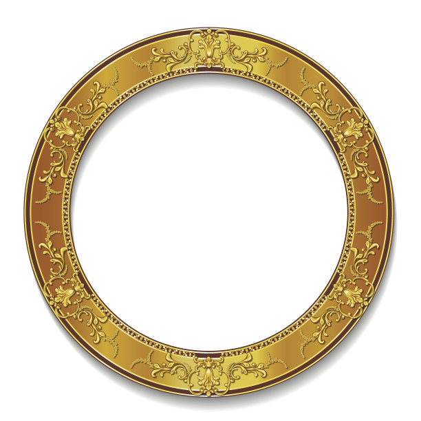 圆形框架金色与阴影图片下载