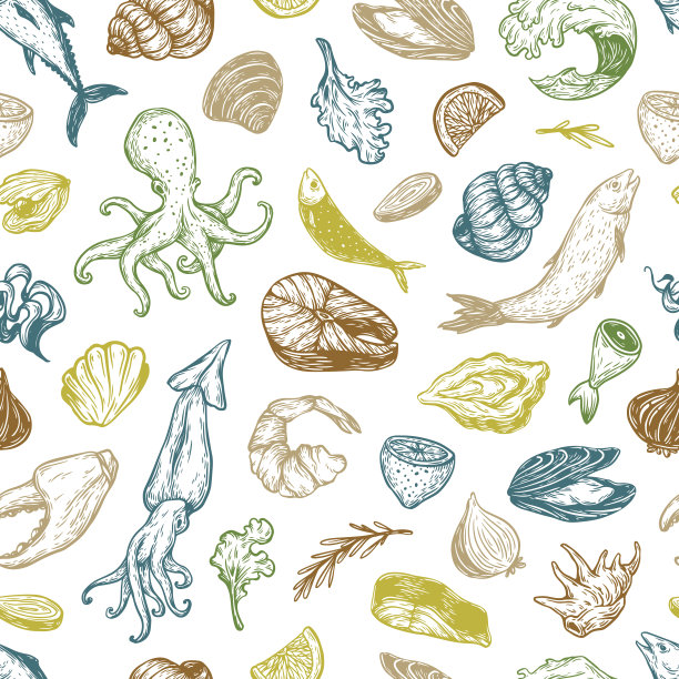 海鲜、模式。图片下载