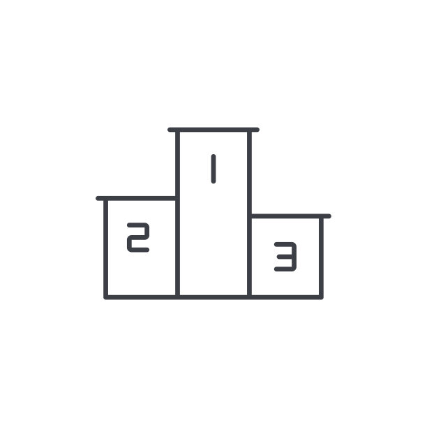 领奖台上空赢家，一、二、三名，颁奖典礼上细线图标。线性向量符号图片下载