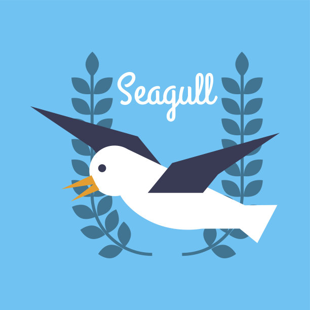 海鸥航海鸟类动物徽章设计图片下载