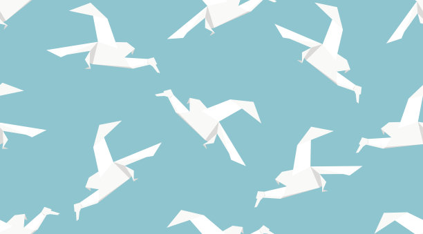 折纸鸟无缝图案。图片下载