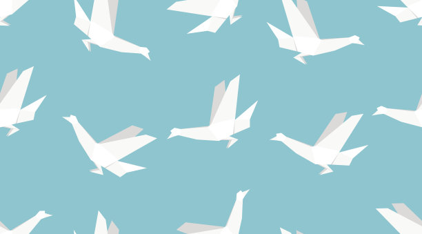 折纸鸟无缝图案。日本的背景图片下载