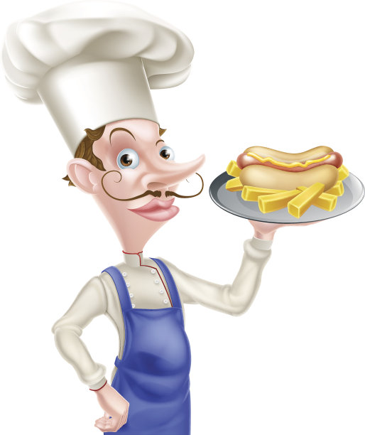 卡通厨师的热狗和薯条图片下载