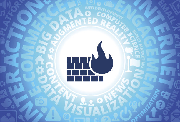 防火墙图标在互联网现代技术词汇背景下图片下载