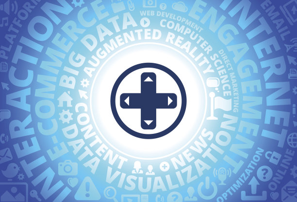 功能键盘图标在互联网现代技术词汇背景图片下载