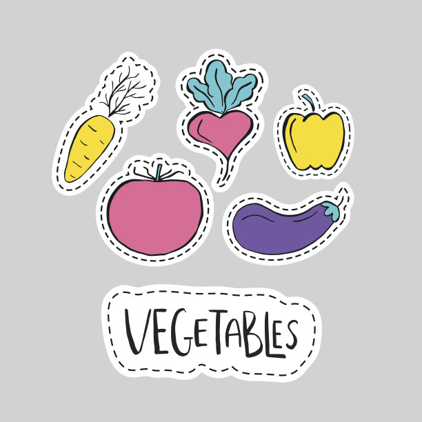 健康贴纸，刺绣，水果和蔬菜的徽章。图片下载
