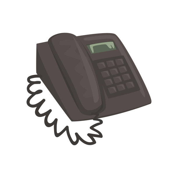 经典的办公室电话卡通矢量插图图片下载