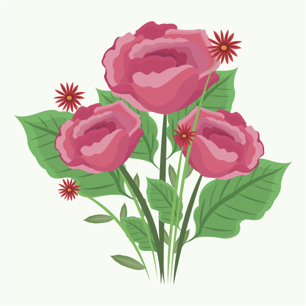 粉红玫瑰束花装饰图片下载