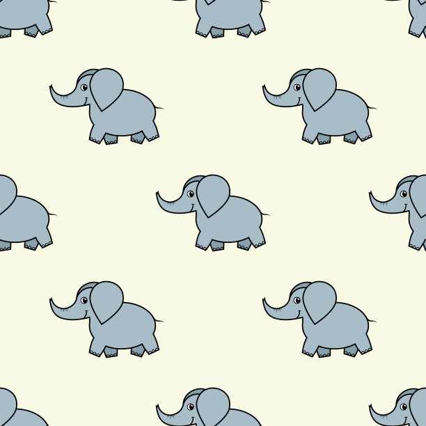 宝宝可爱无缝图案与大象。婴儿无缝图案与彩绘大象。无缝大象卡通图案。图片下载
