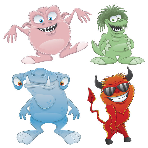一组可爱的怪物。图片下载