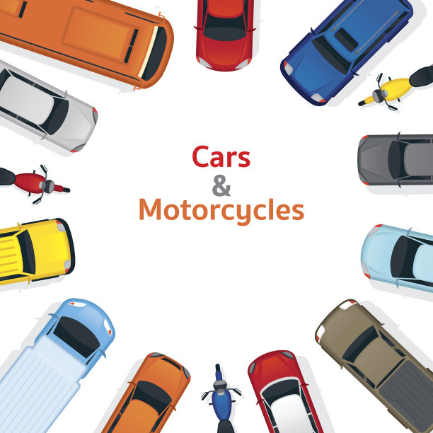 汽车和摩托车顶部或以上的视图框架图片下载