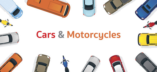 汽车和摩托车顶部或以上的视图框架图片下载