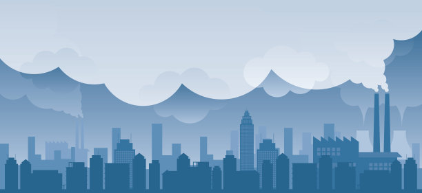 污染问题城市蓝色背景图片下载