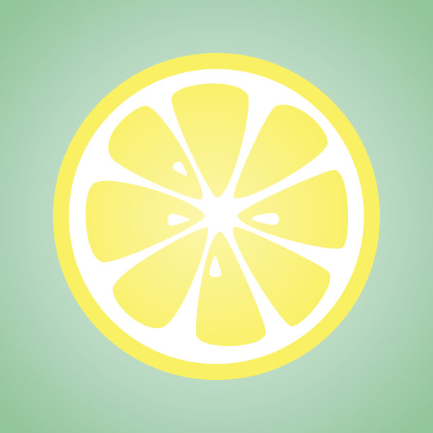 绿色背景的柠檬片。矢量插图。素材图片