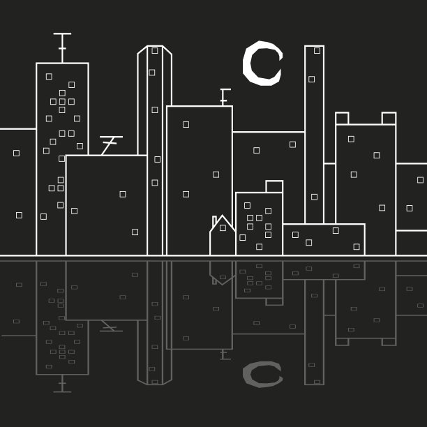 一个美丽的城市在夜晚反映在水矢量插图图片下载