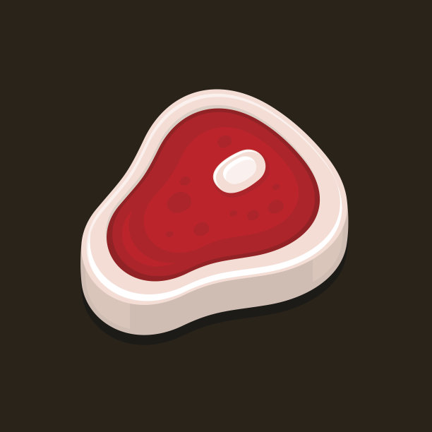 卡通风格的烤肉牛排。向量图片下载