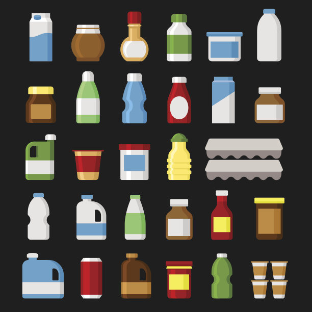 产品项目集。食物和饮料图标。向量图片下载