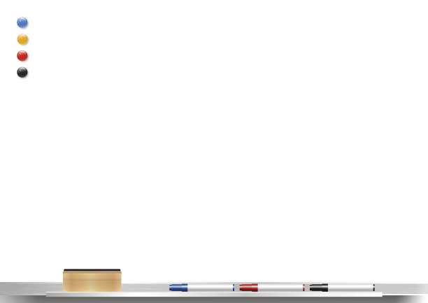 白板背景框，橡皮白板，记号笔和磁性，矢量插图素材图片