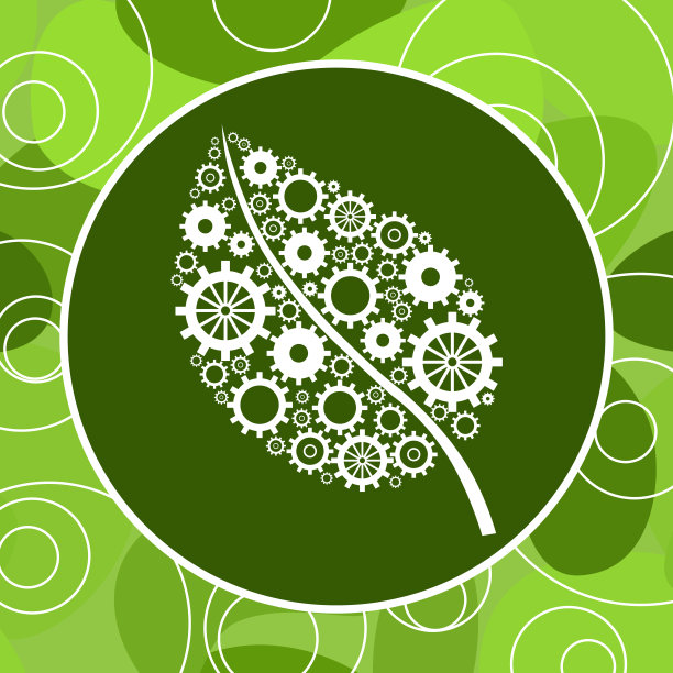 叶片与齿轮绿色随机环圆图片下载