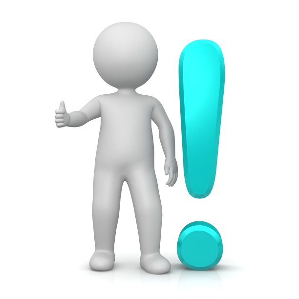 惊叹号惊叹号绿松石青色3d与木棍人显示大拇指向上OK手势或姿势孤立在白色图片下载