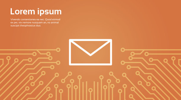 信息信封图标在计算机芯片主板背景横幅图片下载