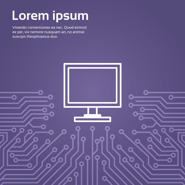 电脑图标在电脑芯片主板背景横幅图片下载