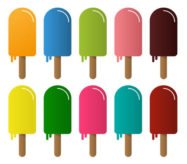 一套10个不同口味的融化隔离冰淇淋图片下载