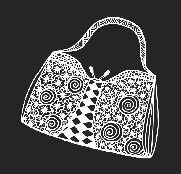 手绘女士钱包涂鸦插画图片下载