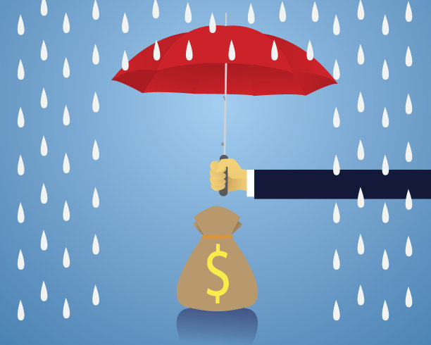 保险保护的概念。商人和雨伞。向量图片下载