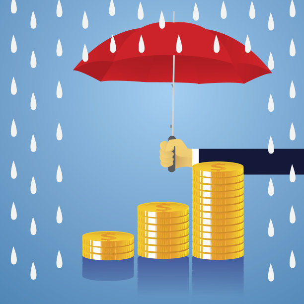 保险保护的概念。商人和雨伞。向量图片下载