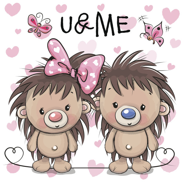 两只可爱的卡通刺猬图片下载