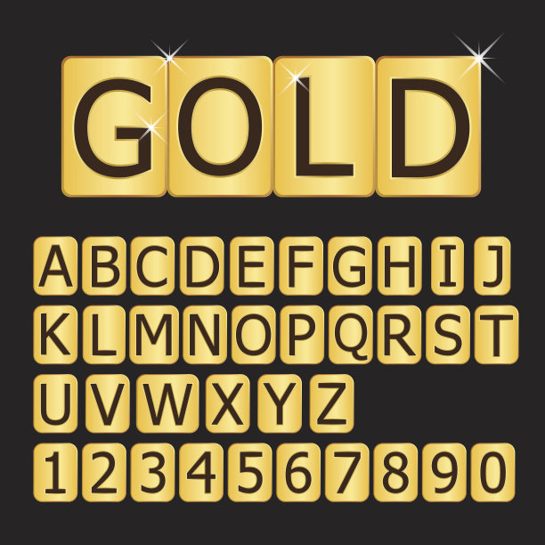 黄金字母a - z图片下载