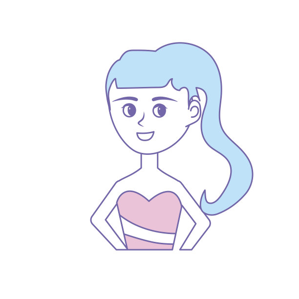 发型和优雅长袍的快乐女人图片下载