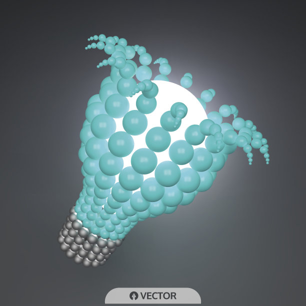 灯泡。概念的概念。3 d球体组成。矢量插图科学，技术，网页设计。图片下载