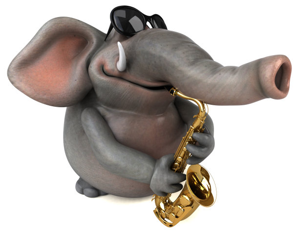 有趣的大象- 3D插图图片下载