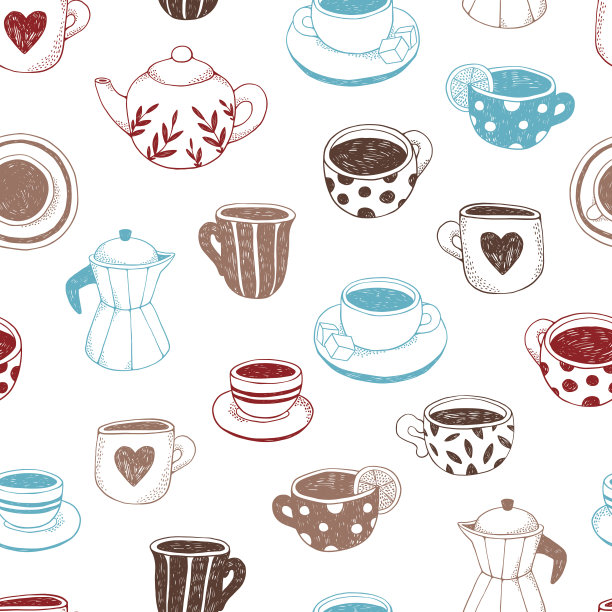 茶和咖啡，图案。图片下载