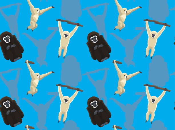 Gibbon卡通无缝墙纸素材图片