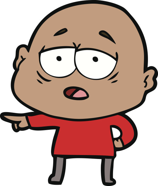 卡通疲惫的秃头男人图片下载