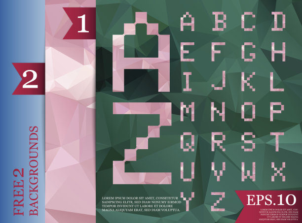 字体多边形几何背景三角形的全颜色图片下载