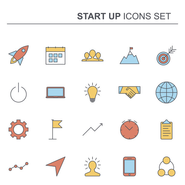 启动和业务线图标设置。矢量设计图片下载