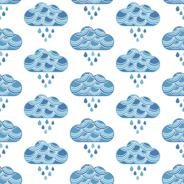 云和雨滴无缝模式。纺织融洽。图片下载