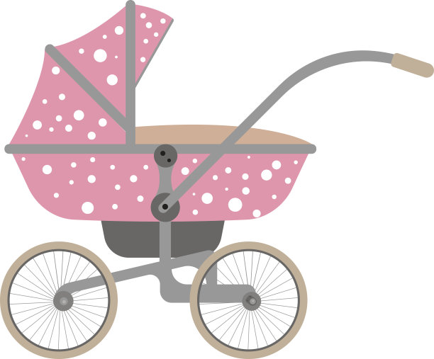 粉红色的带圆点的婴儿车图片下载