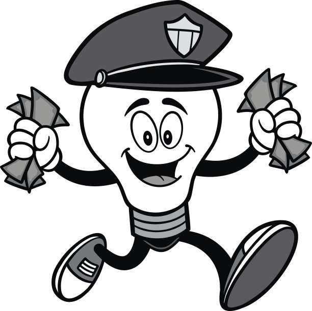 警察灯泡运行与金钱插图图片下载