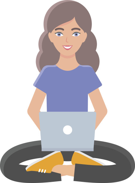 矢量插图的女人坐在笔记本电脑图片下载