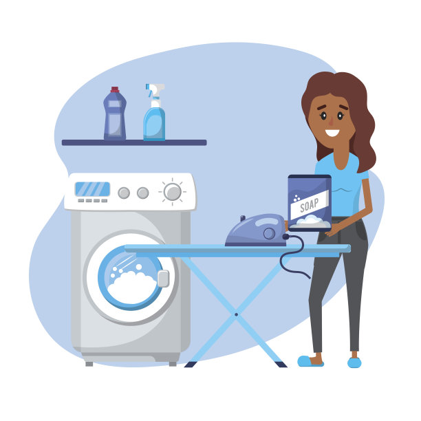 洗衣设备和做家务的女人图片下载